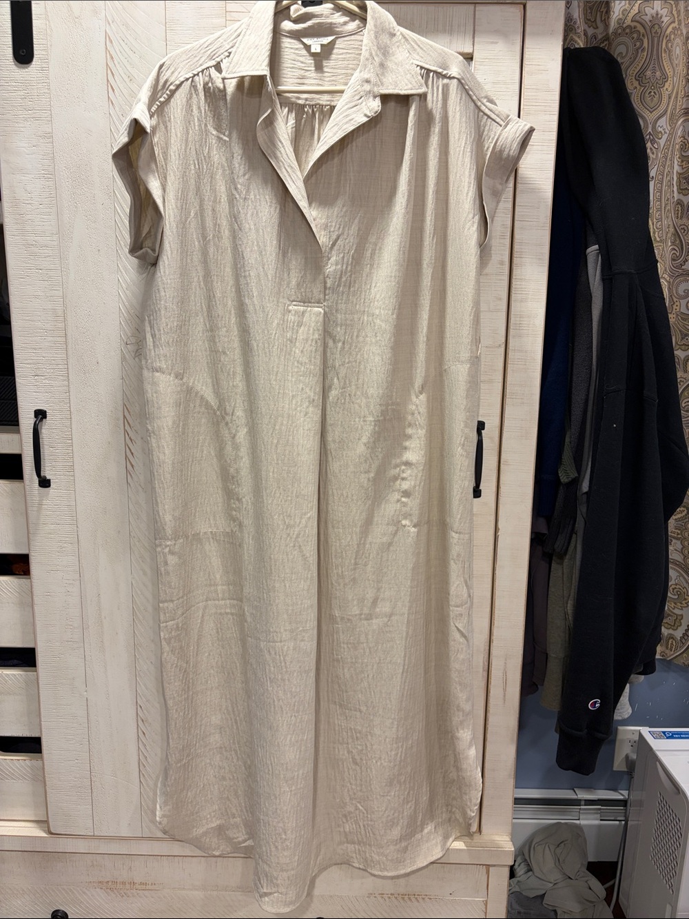 Max Studio Cream Maxi Shirt Dress